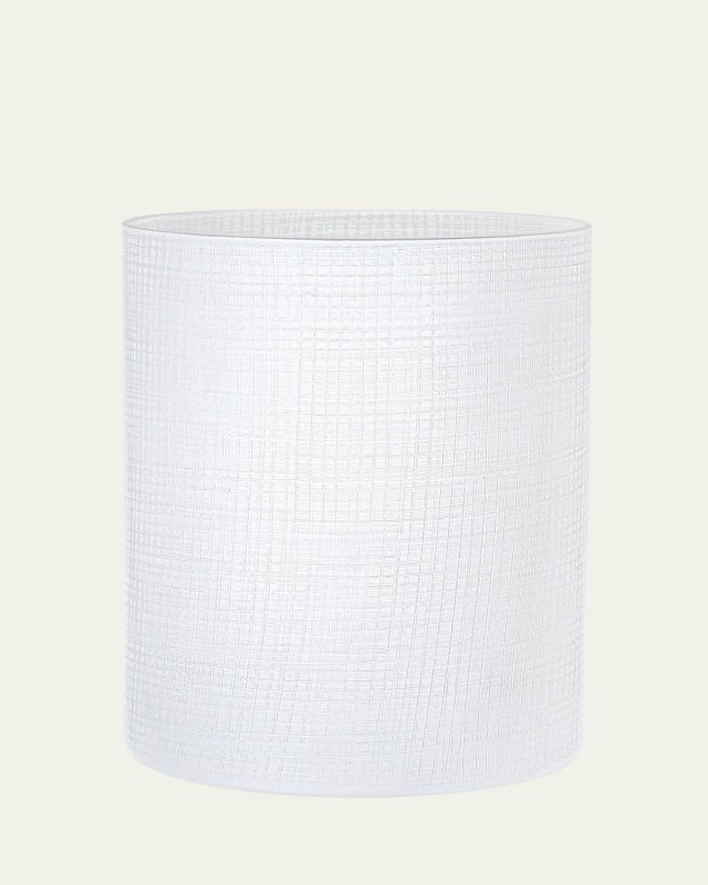 Cambric Glass Wastebasket, White Enamel